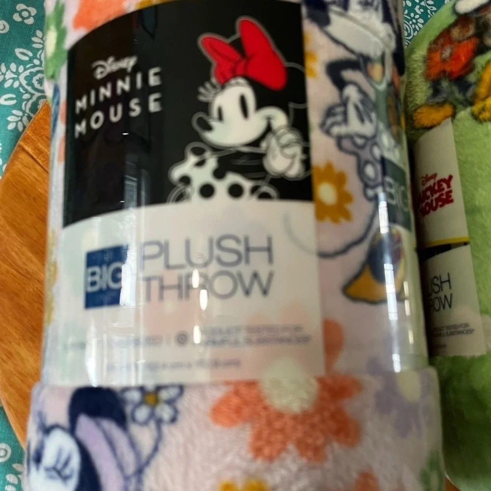 The Big One Disney Mickey & Minnie Mouse Throw Blanket LOT (2) 60